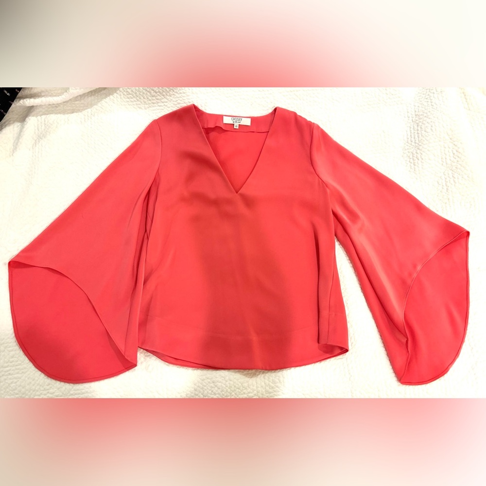 CROSBY by Mollie Burch V-Neck Pink Bell Sleeve Blouse